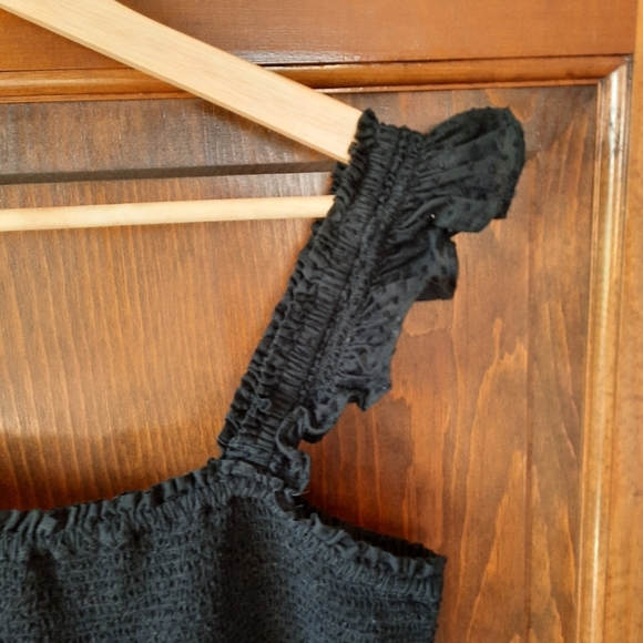 J. Crew Factory Smocked Tiered Midi Dress Black Swiss Dot BF861 Size Large - Picture 5 of 13